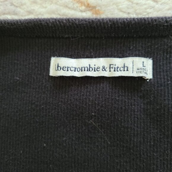Abercrombie Black Ribbed Henley | Gothic Witchy Y2K Top Women’s L - Picture 4 of 6